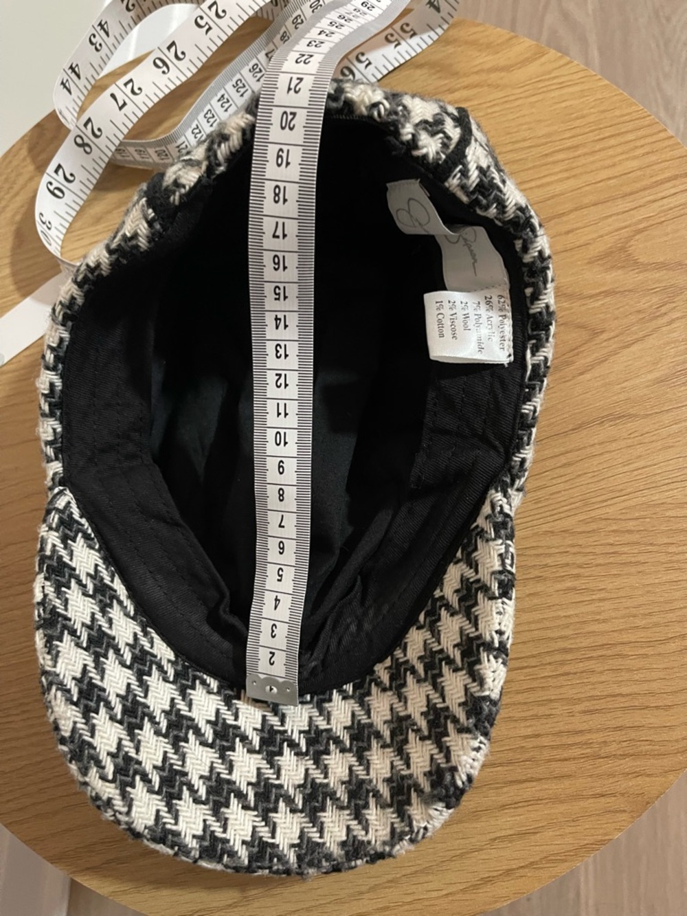 Black & White Houndstooth Baseball Cap - Women's Classic Cap - Picture 3 of 8